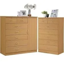 Home Square Hodedah 2 Piece 7 Drawer Wood Chest Set with Locks