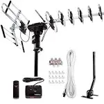 Five Star Outdoor Digital Amplified HDTV Antenna - Up to 200 Mile Long Range,Directional 360 Degree Rotation,HD 4K 1080p FM Radio, Supports 5 TVS