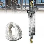 FITHOIST Block and Tackle 4400 Breaking Strength Heavy Duty Pulley 65 Ft 3/8" Rope Pulley