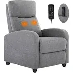 Recliner Chair for Adults, Massage Fabric Small Recliner Home Theater Seating