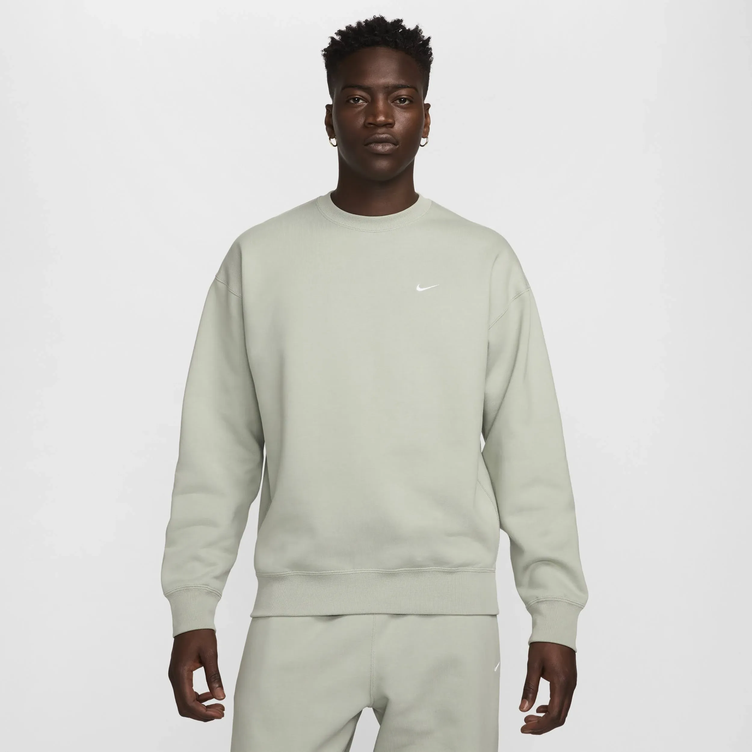 Nike Solo Swoosh Fleece Crewneck Grigio