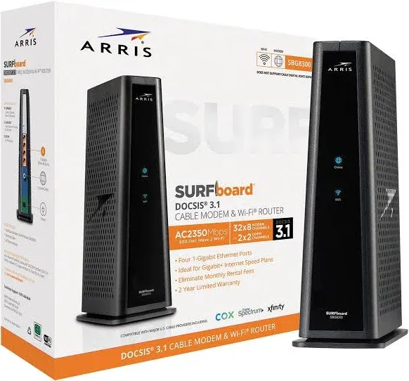 ARRIS SURFboard SBG8300 DOCSIS 3.1 Modem AC2350 Wi-Fi Router Up To 4Gbps New