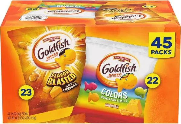 Pepperidge Farm Goldfish Colors Cheddar and Flavor Blasted Xtra Cheddar Crackers - 20 Ct - 0.9 Oz