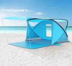 Beach Tent with Canopy, Beach Cabana Sun Shelter for 4-6 Person, Lightweight Portable Beach Cabana with UPF 50+ Sun Shelter and Ventilation Windows, Ideal for Family Fun and Outdoor Camping