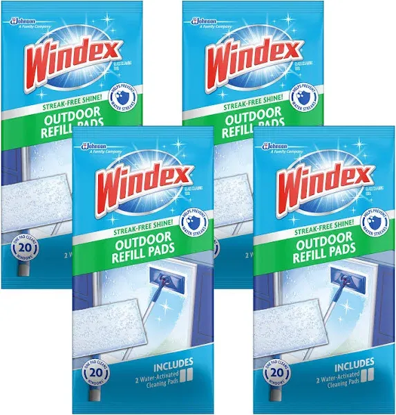 2 x WINDEX Outdoor Refill Pad Streak Free Shine Packs Discontinued 4 TOTAL PADS