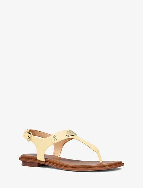 Michael Michael Kors Mk Plate Flat Thong Sandals Women&#039;s Shoes 7.0 DK Raspberry