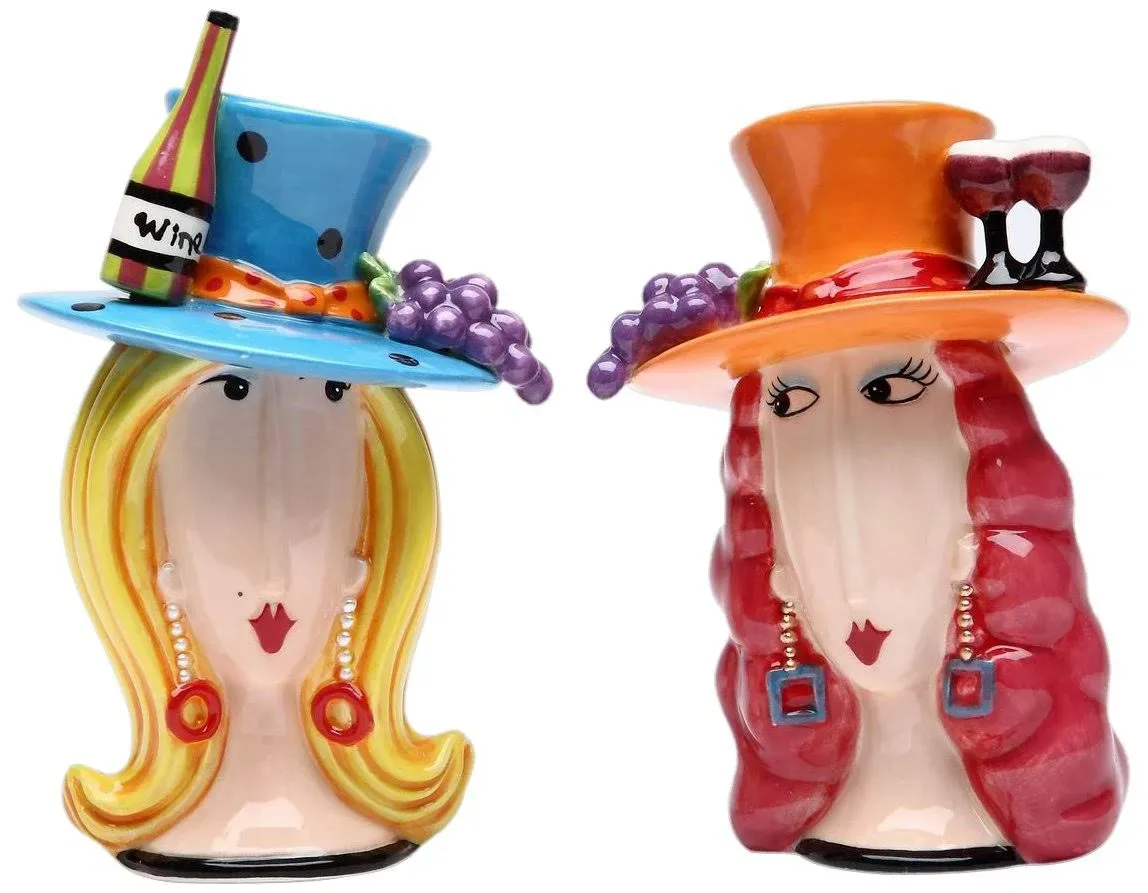 "Dollymama's Let's Have Some Wine Salt and Pepper Shakers, Set of 4"