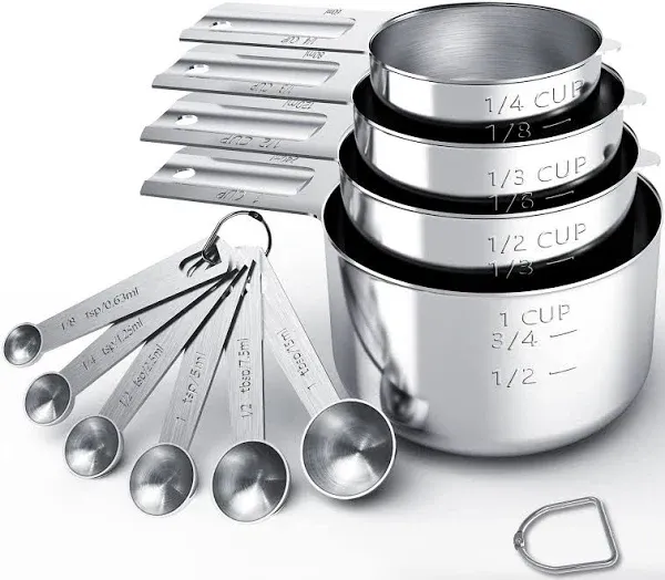 TILUCK Stainless Steel Measuring Cups &amp; Spoons Set Cups and SpoonsKitchen Gad...