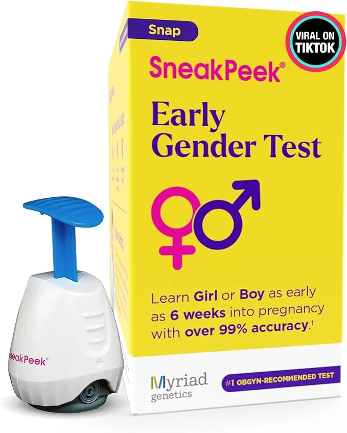 SneakPeek® - Early Gender Test Kit - Fast Results - Over 99% Accurate¹ DNA Gender Prediction - Discover Gender at 6 Weeks - Lab Fees Included (Snap)