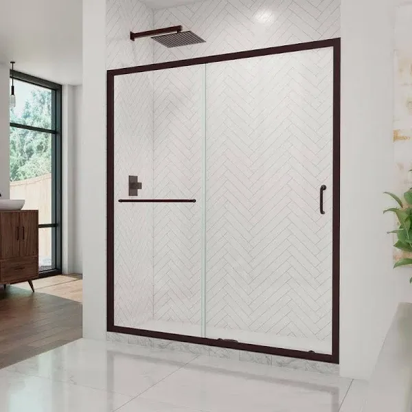 DreamLine Infinity-Z SHDR-0960720-04 - Puerta de ducha corrediza sin marco, de 56 a 60 pulgadas de ancho x 72 pulgadas de alto, cristal transparente