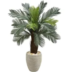 Nearly Natural 4.5' Cycas Artificial Tree in Oval Planter UV Resistant