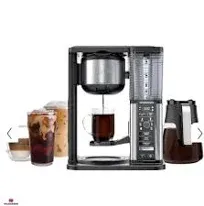 Ninja CM401 Specialty 10-Cup Coffee Maker, with 4 Brew Styles for Ground Coffee, Built-in Water Reservoir, Fold-Away Frother & Glass Carafe, Black, 50 Oz.