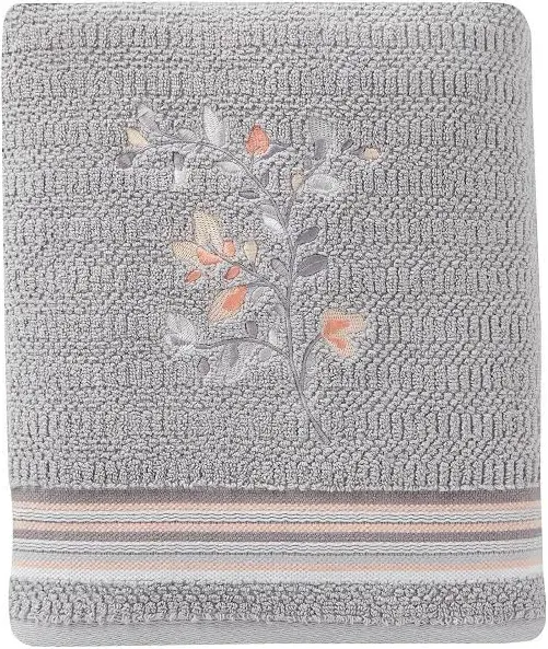 SKL Home by Saturday Knight Ltd. Greenhouse Leaves Bath Towel,Gray,Small