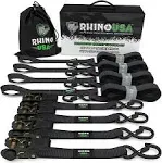 Rhino USA Ratchet Tie Down Straps (4pk)- 1,823lb Guaranteed Max Break