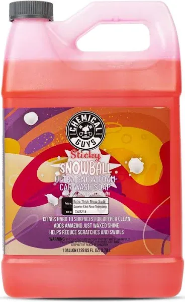 Chemical Guys CWS21516 Sticky Snowball Ultra Snow Foam Car Wash Soap (Works with Foam Cannons, Foam Guns or Bucket Washes) Safe for Cars, Trucks, Motorcycles, RVs & More 16 fl oz, Cherry Scent