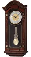 SEIKO Stately Dark Brown Solid Oak Case Wall Clock with Pendulum and Chime