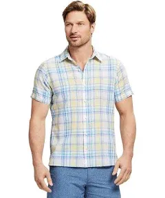 IZOD Men's Short Sleeve Madras Button Down Shirt