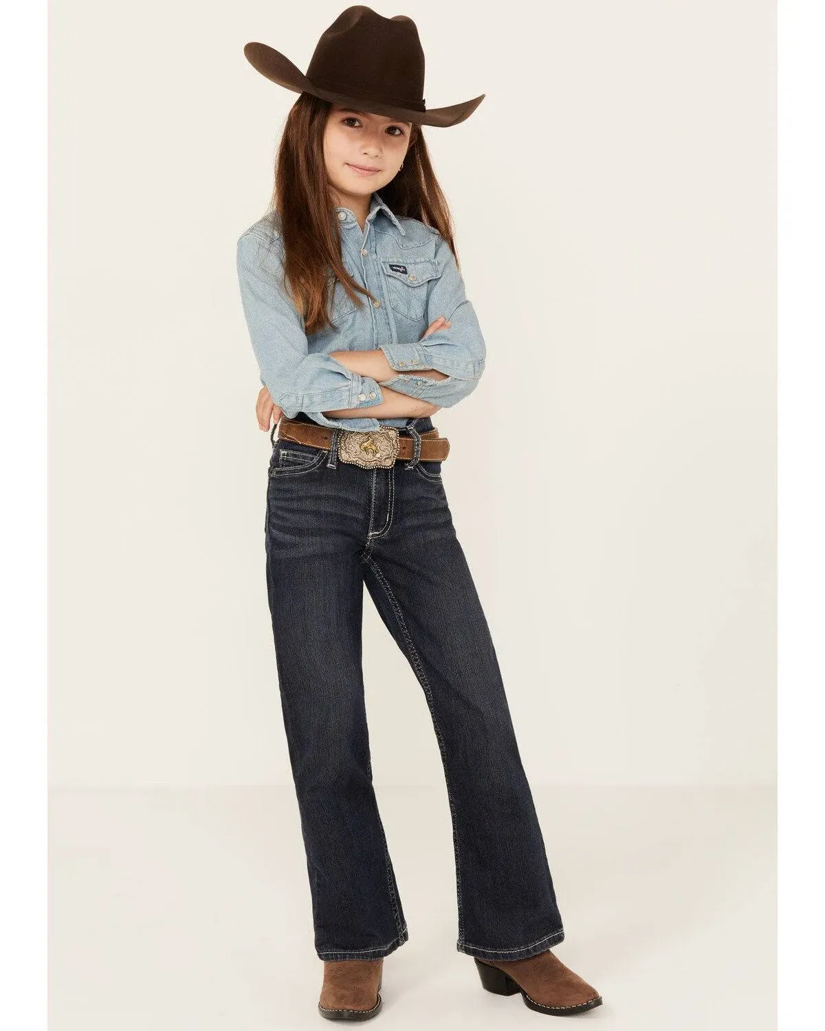 Wrangler - Girls Dark Blue Boot Cut Jeans