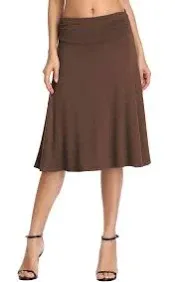 Urban CoCo Women's Ruched High Waist Knee Length Jersey A-Line Stretchy Flared Casual Skirt