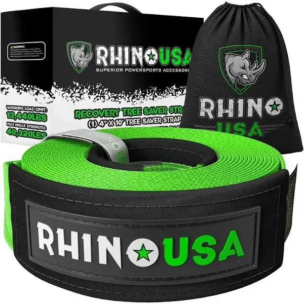 Rhino USA Recovery Tree Saver Strap 4in x 10ft Green