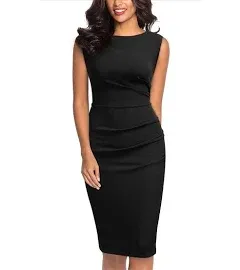 Miusol Women's Retro Ruffle Style Slim Work Pencil Dress