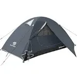 Camping Tent Waterproof 2 Doors Backpacking Easy Setup Lightweight Outdoor Grey