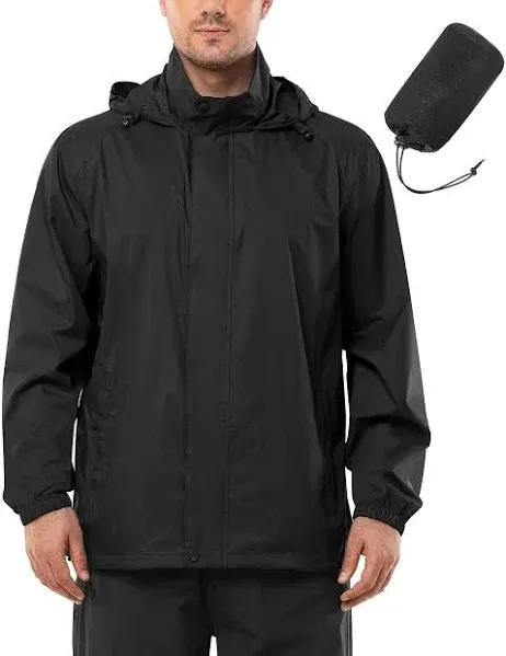 Outdoor Ventures Men's Waterproof Packable Rain Jacket with Hood