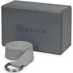 Gaiam Yoga Block/Strap Combo, Gray - 6'