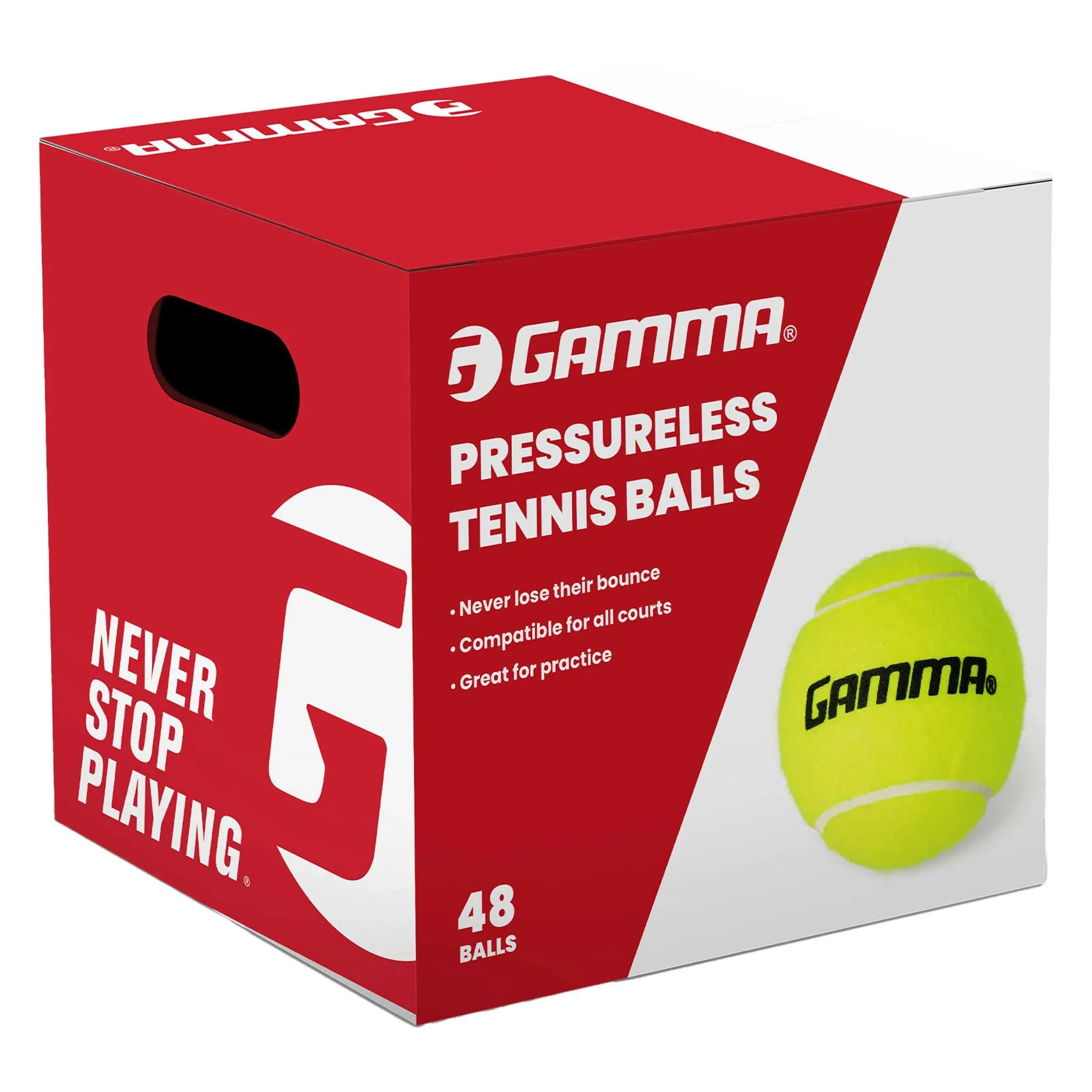 Gamma Pressureless Tennis Balls, Yellow, Box of 48