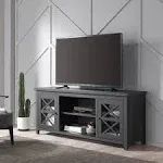 Meyer Cross TV Stand Glass Medium Density Handcrafted in Charcoal Gray Finish