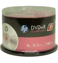 HP DVD+R DL Double Layer 8x 8.5GB White Inkjet Printable 50 Pack