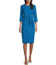 Adrianna Papell Knit Crepe Tie Waist Sheath Women's Dress Botanic : 14