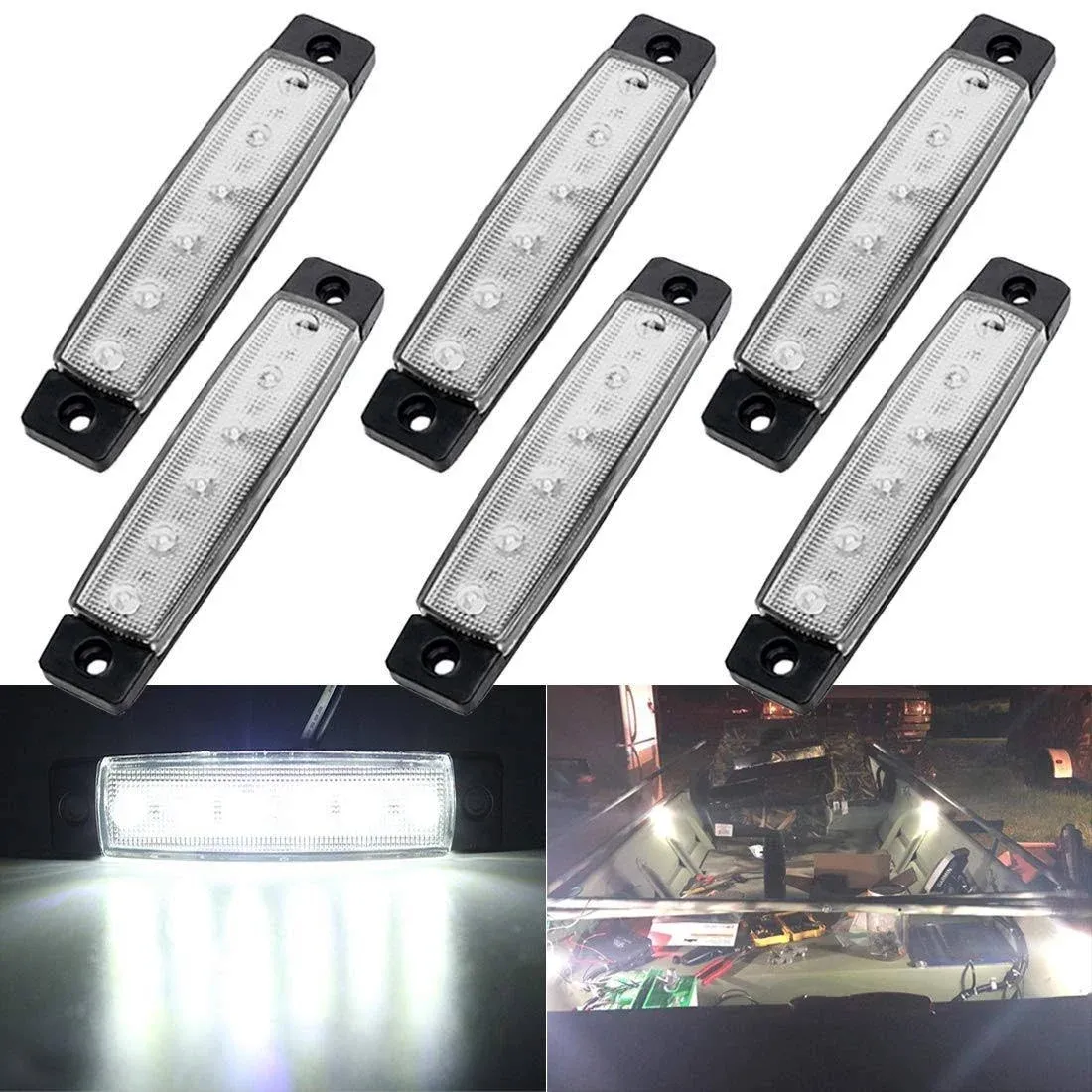 Marine Boat Lights, Utility Led Interior Lights For Boat Deck Courtesy Transom Cockpit Light, 12v Waterproof Marine Lighs For Yacht Fishing Pontoon Boat Sailboat Kayak Bass Boat Vessel, 6Pcs