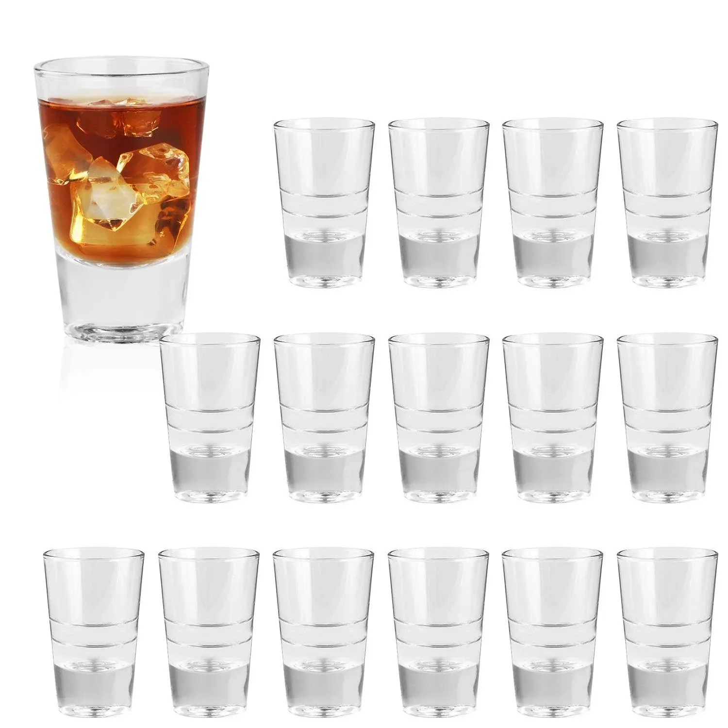 3 Ounce Heavy Base Shot Glass Set,QAPPDA Whisky Shot Glasses 3 oz,Mini Glass Cups For liqueur,Double Side Cordial Glasses,Tequila Cups Small Glass Shot Cups Set Of 16 KTY1510…