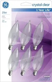 Decorative Light Bulb, Candle Shape, Candelabra Base, 25 Watt, 6-Pk.