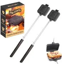 Cast Iron Camp Pie Cooker, Campfire Sandwich Maker Pack of 2