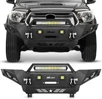 2005-2015 Toyota Tacoma Front Bumper Full Width Solid Steel Winch Plate Offroad 120W Light Bar 18w Pods