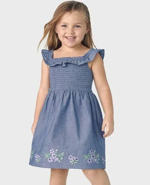 Gymboree,and Toddler Short Sleeve Dresses,Chambray Blue,5T