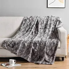 Soft Throw Blanket, 50" x 60" Luxurious Warm Thick Fall Throw Blanket, Elegant Cozy Faux Fur Throw Blanket for Couch Bed and Sofa