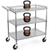 WDT Heavy Duty Utility Cart,990Lbs Capacity Rolling Cart with Wheels, Commercial Grade Cart Handle Bar