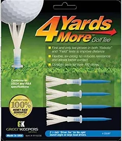 Green Keepers 4 Yards More Golf Tee , 3 1/4 Inch, Blue, 4 Count (Pack of 1)