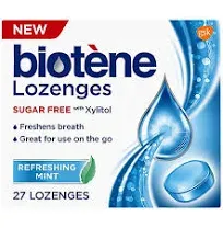 Biotene Dry Mouth Lozenges for Fresh Breath 27 count, Refreshing Mint. (Pack of 