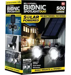 Bell+Howell Bionic Duo Spotlight: Solar Outdoor Lights with Motion Sensor, Adjustable Heads, Super Bright LEDs - Waterproof Landscape Lighting for Patio, Yard, Garden - No Batteries Needed!