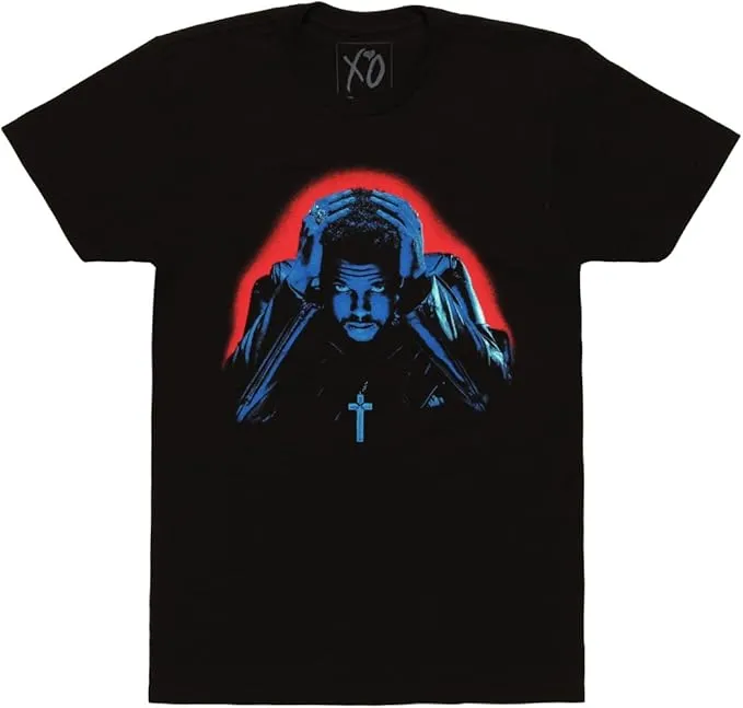 The Weeknd Starboy Album Cover Adult T-Shirt - Black (X-Large)