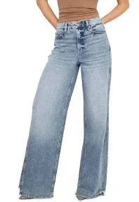 Good American Women's Good Skate Wide-Leg Jeans