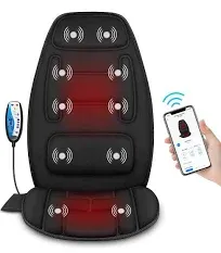 Snailax Vibration Back Massager with Heat, APP Control, Massage Seat Cushion with Extra Memory Foam Support Pad in Neck and Lumbar, 10 Vibration Massage Motors, 2 Heat Levels, Gifts