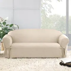 Sure Fit Furniture Covers Basics Sofa Duck/Cocoa Fits Sofas 74&#034; to 96&#034; Easy Fit