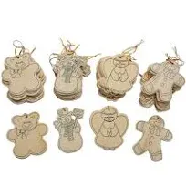 S&S Worldwide Wooden Christmas Ornaments, 48/Pack (CF-4410A)