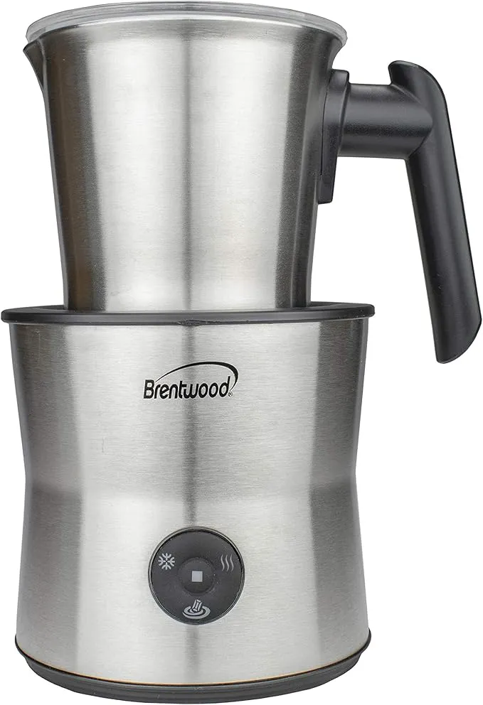 Brentwood GA-401S cordless electric milk frother, warmer, and hot chocolate maker, 300 milliliter capacity, stainless steel