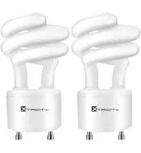 Xtricity Compact Fluorescent GU24 2 Prong Light Bulb Base, T2 Mini Spiral, 13W (60 Watt Equivalent), 2700k Soft White, 900 Lumens, CFL, 120V, UL Listed (2 Pack)